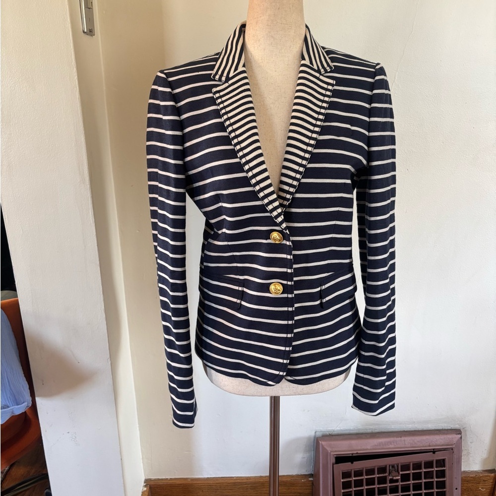 J. Crew Schoolboy Blazer Nautical Mixed Stripe Button Down Anchor size 4 39921 - Picture 3 of 6